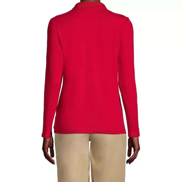 Lands End School Uniform Womens Long Sleeve Feminine Fit Interlock Polo ShirtRed