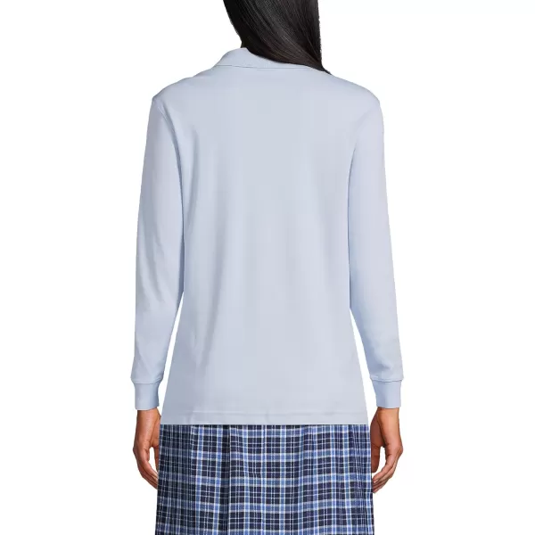 Lands End School Uniform Womens Long Sleeve Interlock Polo ShirtBlue