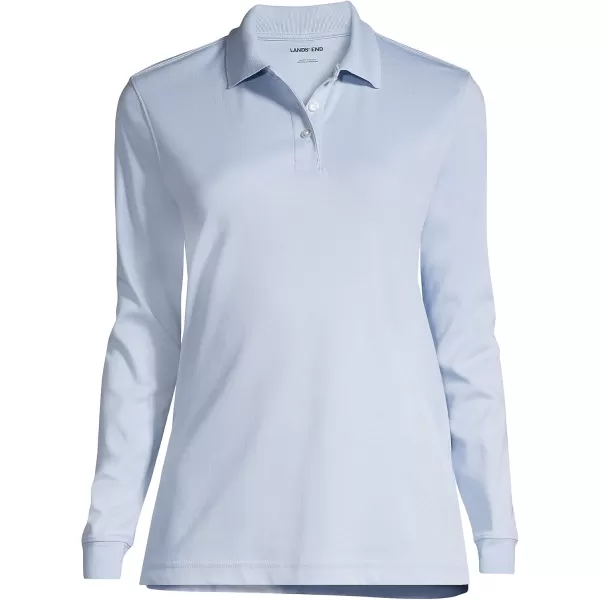 Lands End School Uniform Womens Long Sleeve Interlock Polo ShirtBlue