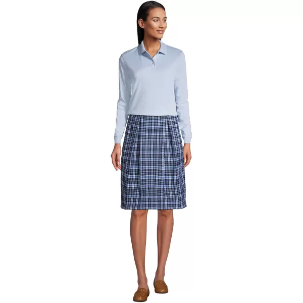 Lands End School Uniform Womens Long Sleeve Interlock Polo ShirtBlue