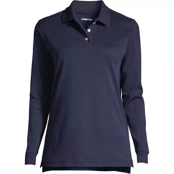 Lands End School Uniform Womens Long Sleeve Interlock Polo ShirtClassic Navy