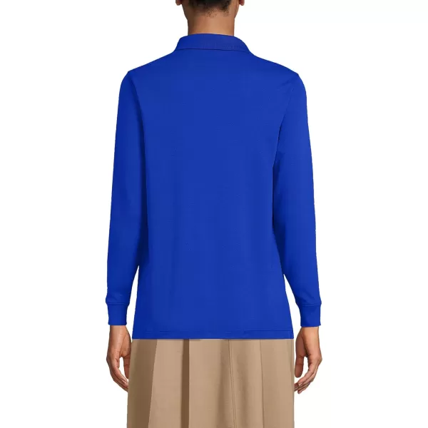 Lands End School Uniform Womens Long Sleeve Interlock Polo ShirtCobalt