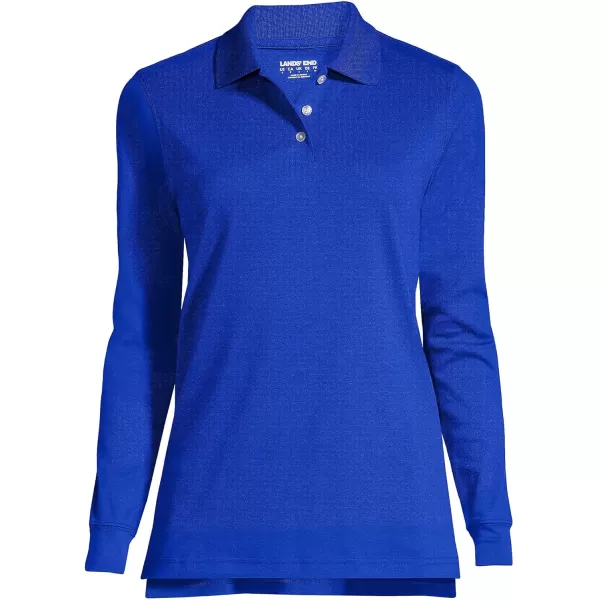 Lands End School Uniform Womens Long Sleeve Interlock Polo ShirtCobalt