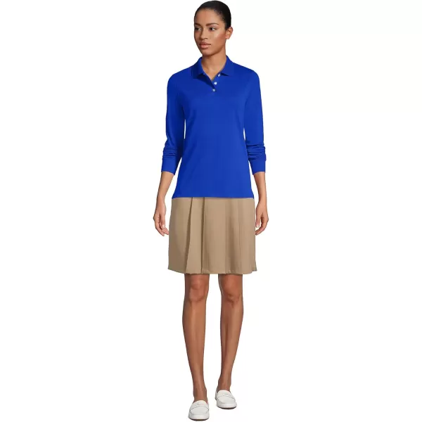 Lands End School Uniform Womens Long Sleeve Interlock Polo ShirtCobalt