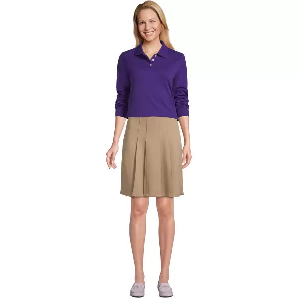 Lands End School Uniform Womens Long Sleeve Interlock Polo ShirtDeep Purple