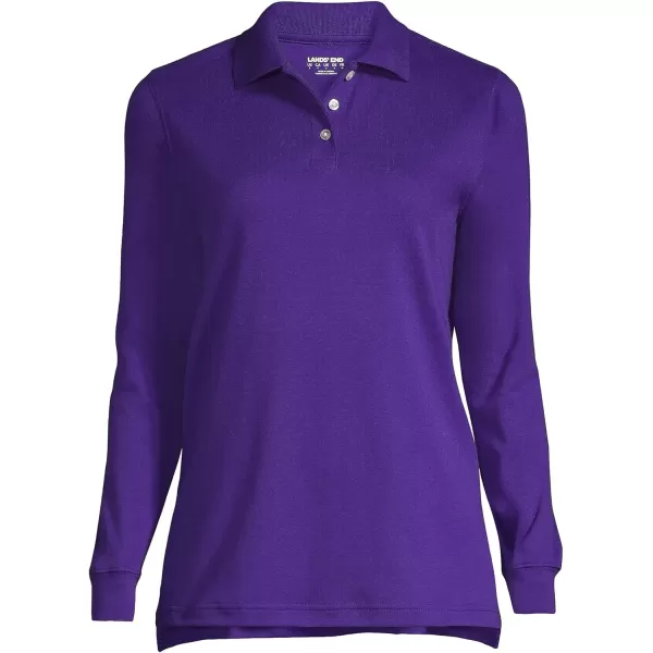 Lands End School Uniform Womens Long Sleeve Interlock Polo ShirtDeep Purple