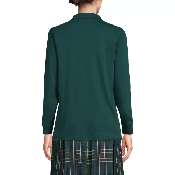 Lands End School Uniform Womens Long Sleeve Interlock Polo ShirtEvergreen