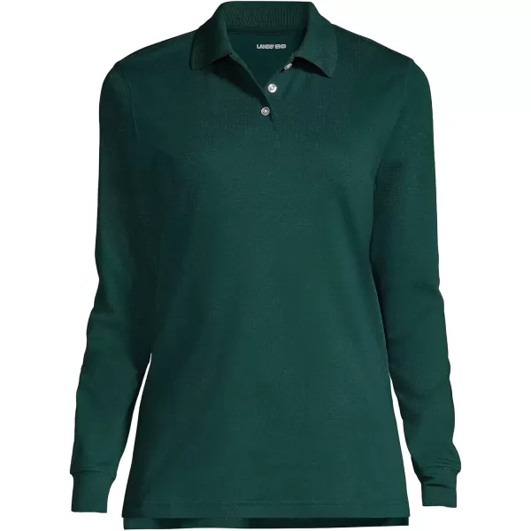 Lands End School Uniform Womens Long Sleeve Interlock Polo ShirtEvergreen