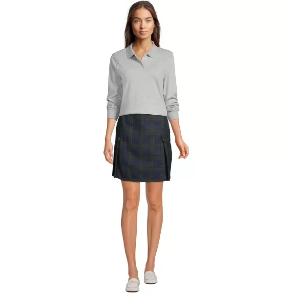 Lands End School Uniform Womens Long Sleeve Interlock Polo ShirtGray Heather