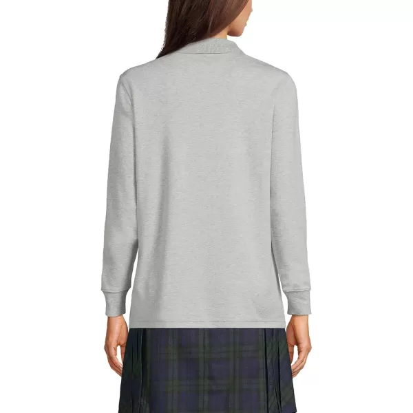 Lands End School Uniform Womens Long Sleeve Interlock Polo ShirtGray Heather