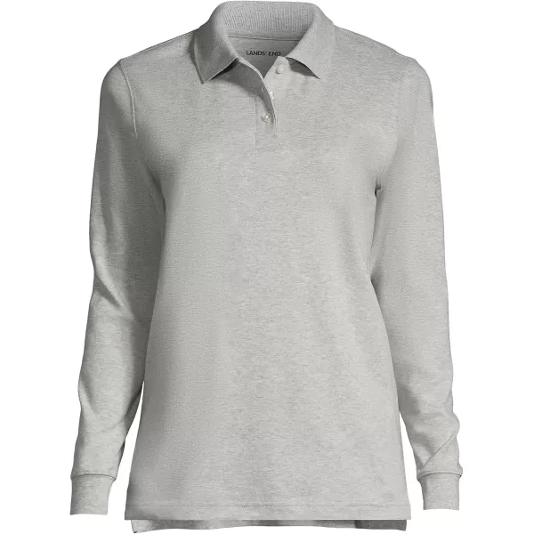 Lands End School Uniform Womens Long Sleeve Interlock Polo ShirtGray Heather