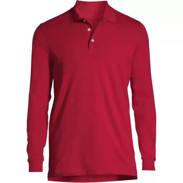 Lands End School Uniform Womens Long Sleeve Interlock Polo ShirtRed