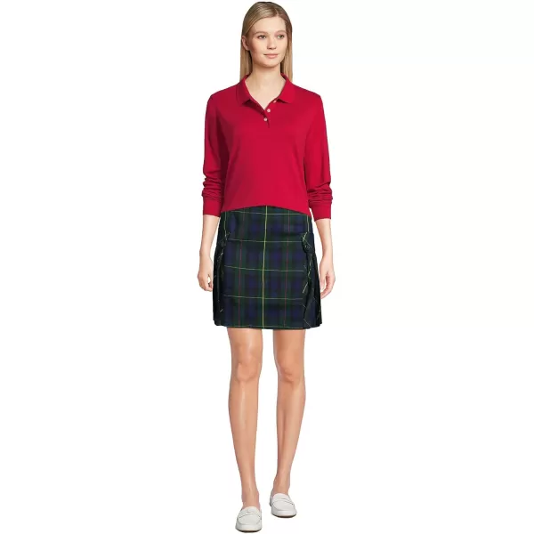 Lands End School Uniform Womens Long Sleeve Interlock Polo ShirtRed