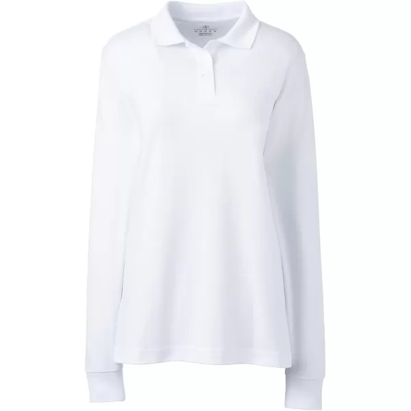 Lands End School Uniform Womens Long Sleeve Interlock Polo ShirtWhite