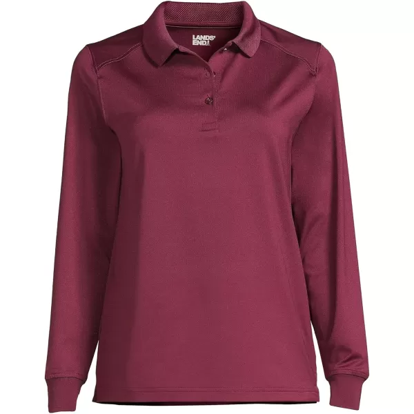 Lands End School Uniform Womens Long Sleeve Rapid Dry Polo ShirtBurgundy