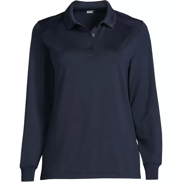 Lands End School Uniform Womens Long Sleeve Rapid Dry Polo ShirtClassic Navy