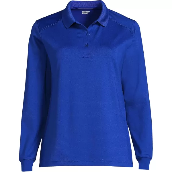 Lands End School Uniform Womens Long Sleeve Rapid Dry Polo ShirtCobalt