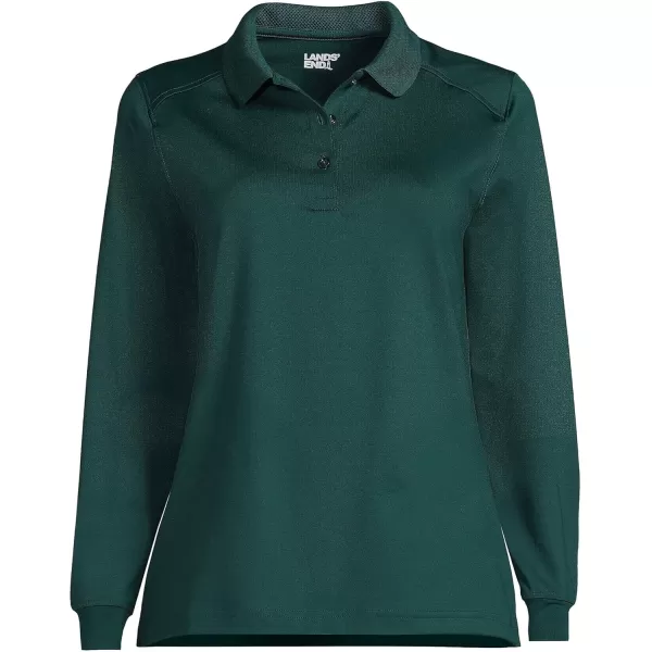 Lands End School Uniform Womens Long Sleeve Rapid Dry Polo ShirtEvergreen