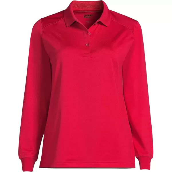 Lands End School Uniform Womens Long Sleeve Rapid Dry Polo ShirtRed