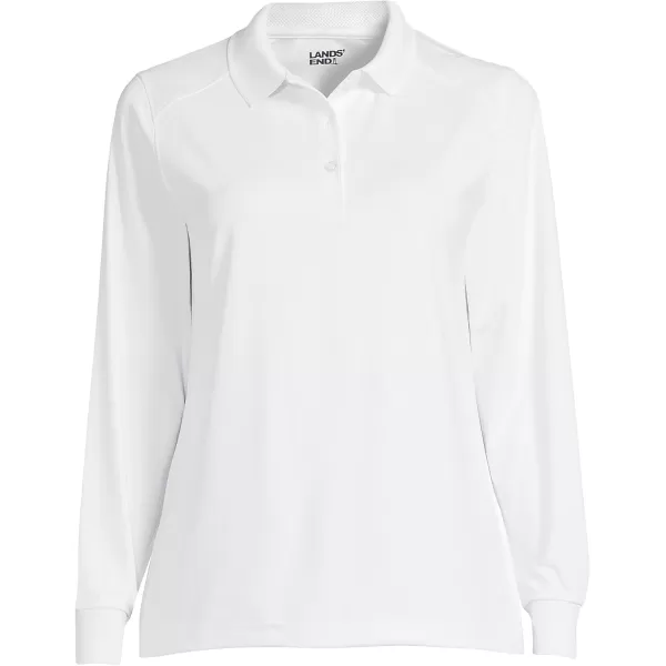 Lands End School Uniform Womens Long Sleeve Rapid Dry Polo ShirtWhite