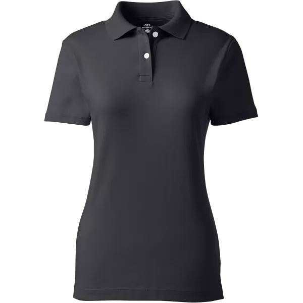 Lands End School Uniform Womens Short Sleeve Feminine Fit Interlock Polo ShirtBlack