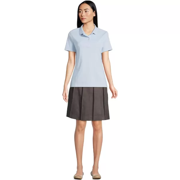 Lands End School Uniform Womens Short Sleeve Feminine Fit Interlock Polo ShirtBlue