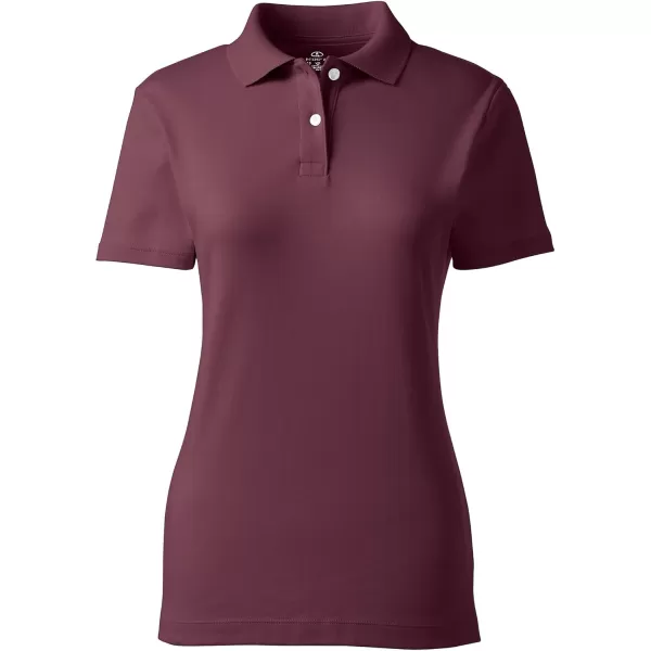 Lands End School Uniform Womens Short Sleeve Feminine Fit Interlock Polo ShirtBurgundy