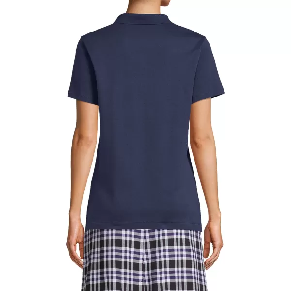 Lands End School Uniform Womens Short Sleeve Feminine Fit Interlock Polo ShirtClassic Navy