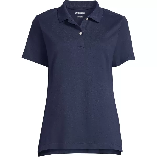 Lands End School Uniform Womens Short Sleeve Feminine Fit Interlock Polo ShirtClassic Navy