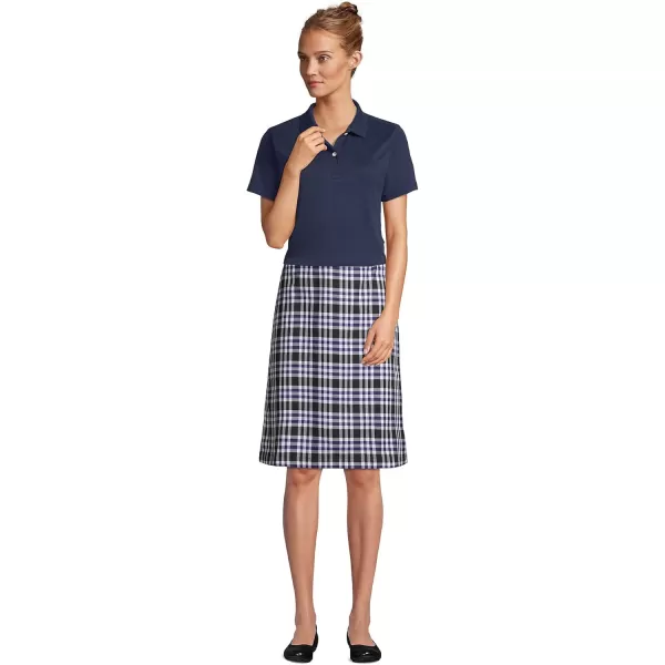 Lands End School Uniform Womens Short Sleeve Feminine Fit Interlock Polo ShirtClassic Navy