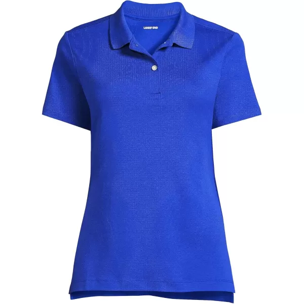 Lands End School Uniform Womens Short Sleeve Feminine Fit Interlock Polo ShirtCobalt