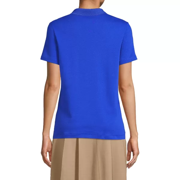 Lands End School Uniform Womens Short Sleeve Feminine Fit Interlock Polo ShirtCobalt