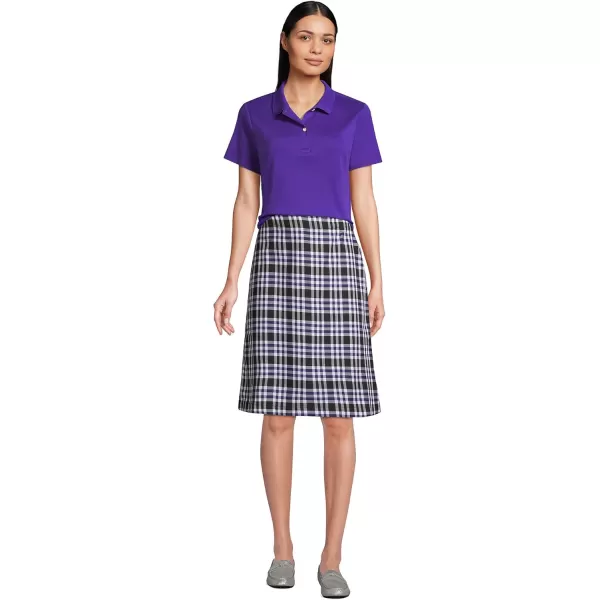 Lands End School Uniform Womens Short Sleeve Feminine Fit Interlock Polo ShirtDeep Purple