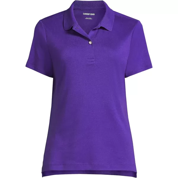 Lands End School Uniform Womens Short Sleeve Feminine Fit Interlock Polo ShirtDeep Purple