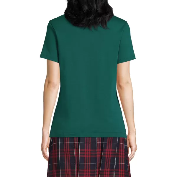 Lands End School Uniform Womens Short Sleeve Feminine Fit Interlock Polo ShirtEvergreen