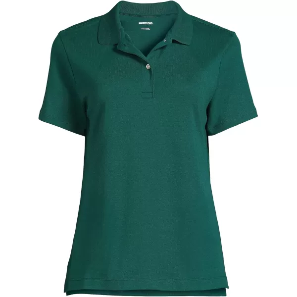 Lands End School Uniform Womens Short Sleeve Feminine Fit Interlock Polo ShirtEvergreen