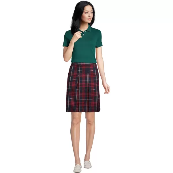 Lands End School Uniform Womens Short Sleeve Feminine Fit Interlock Polo ShirtEvergreen