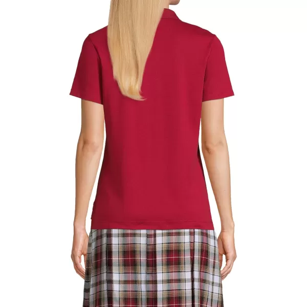 Lands End School Uniform Womens Short Sleeve Feminine Fit Interlock Polo ShirtGarnet