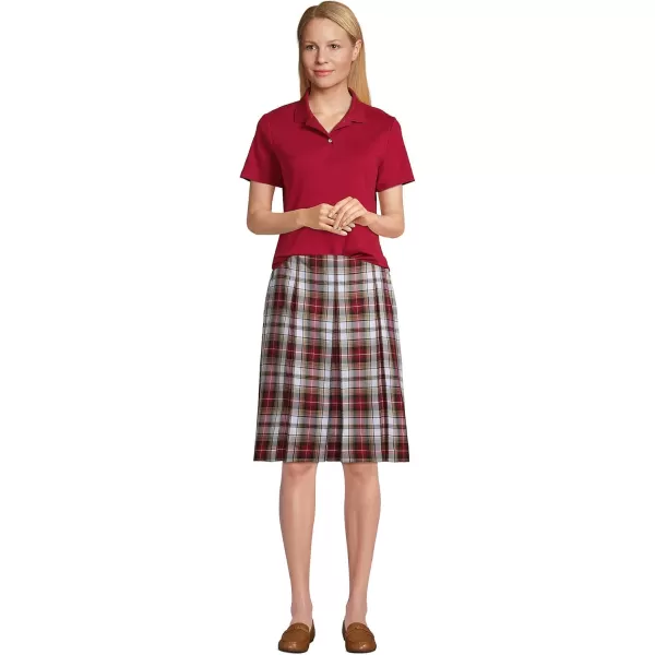 Lands End School Uniform Womens Short Sleeve Feminine Fit Interlock Polo ShirtGarnet