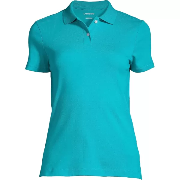 Lands End School Uniform Womens Short Sleeve Feminine Fit Interlock Polo ShirtTeal Breeze