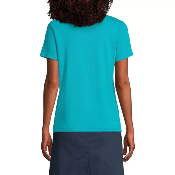 Lands End School Uniform Womens Short Sleeve Feminine Fit Interlock Polo ShirtTeal Breeze