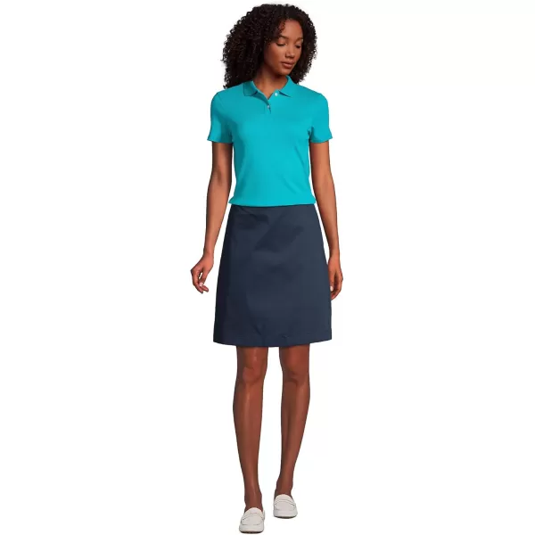 Lands End School Uniform Womens Short Sleeve Feminine Fit Interlock Polo ShirtTeal Breeze