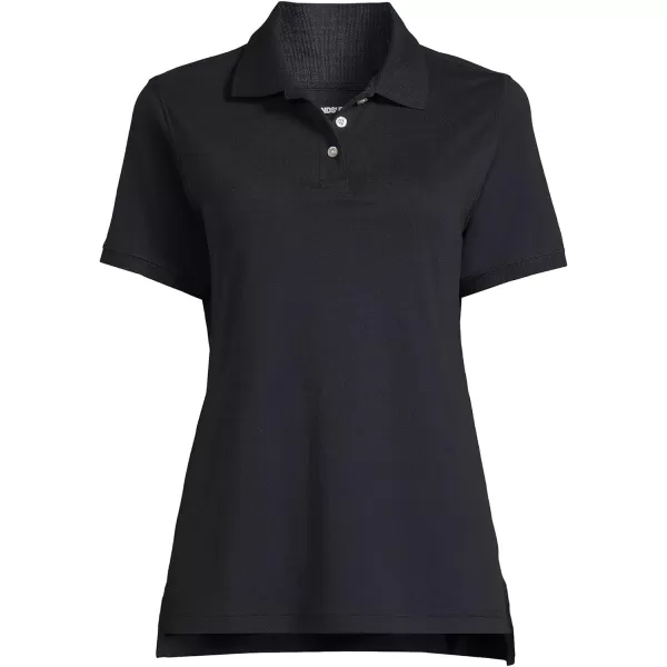 Lands End School Uniform Womens Short Sleeve Interlock Polo ShirtBlack