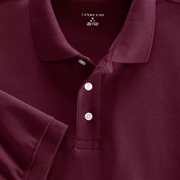 Lands End School Uniform Womens Short Sleeve Interlock Polo ShirtBurgundy