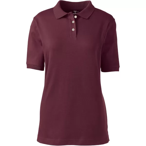 Lands End School Uniform Womens Short Sleeve Interlock Polo ShirtBurgundy