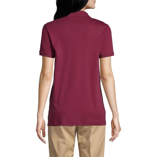 Lands End School Uniform Womens Short Sleeve Interlock Polo ShirtBurgundy