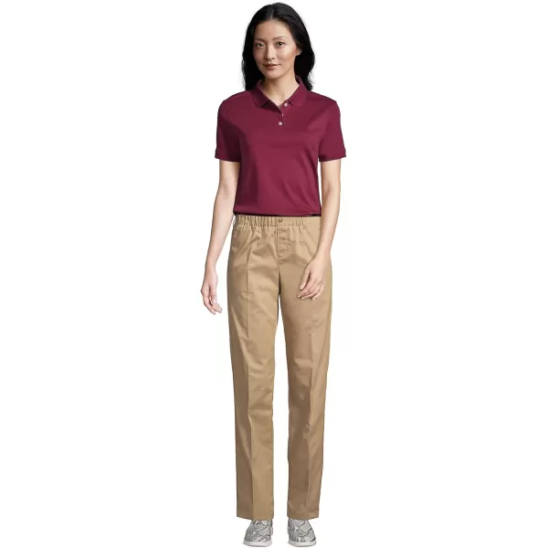 Lands End School Uniform Womens Short Sleeve Interlock Polo ShirtBurgundy