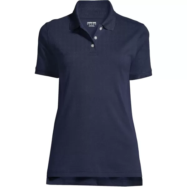 Lands End School Uniform Womens Short Sleeve Interlock Polo ShirtClassic Navy