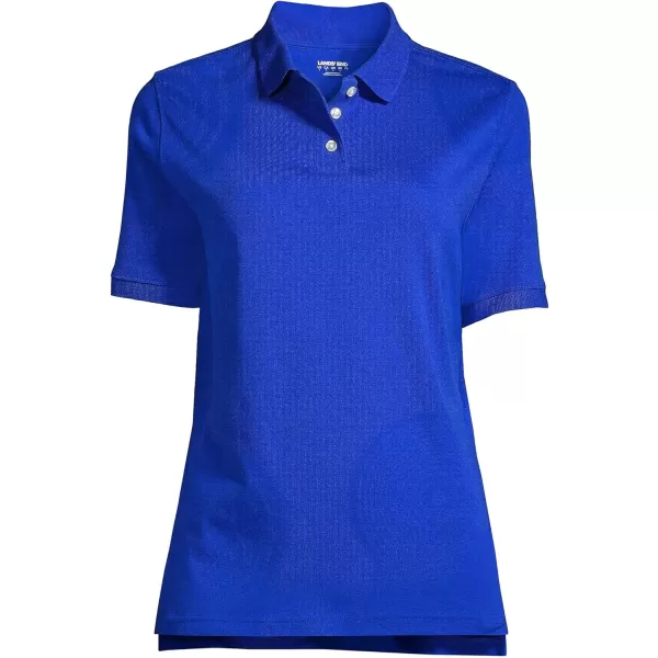 Lands End School Uniform Womens Short Sleeve Interlock Polo ShirtCobalt