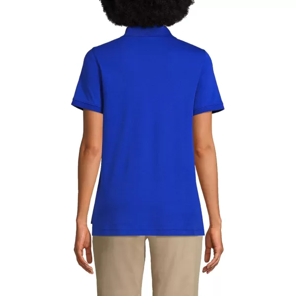 Lands End School Uniform Womens Short Sleeve Interlock Polo ShirtCobalt